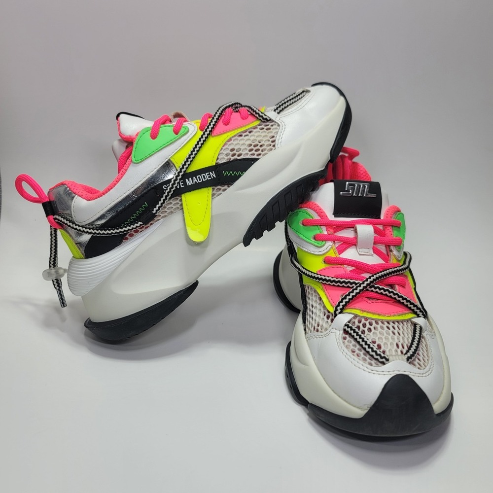 STEVE MADDEN BONANZA BONA‎ 02S1 NEON SNEAKERS - Sz 5.5 M